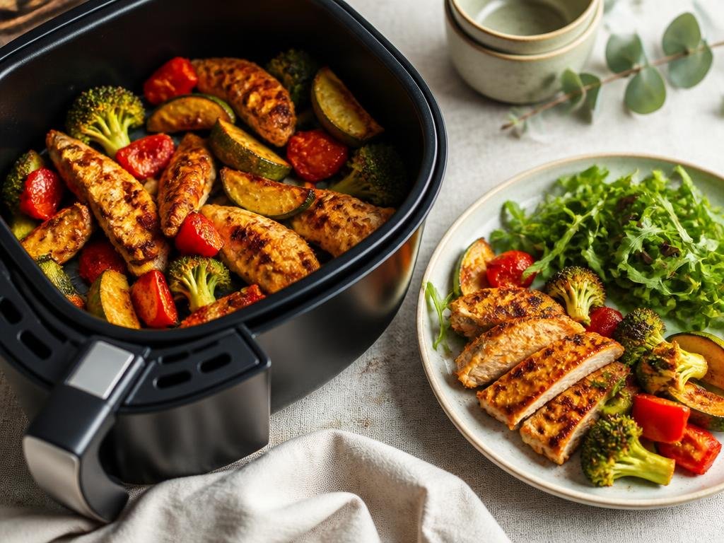 Receitas rápidas feitas na airfryer com salada