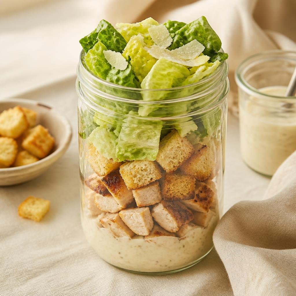 salada caesar no pote